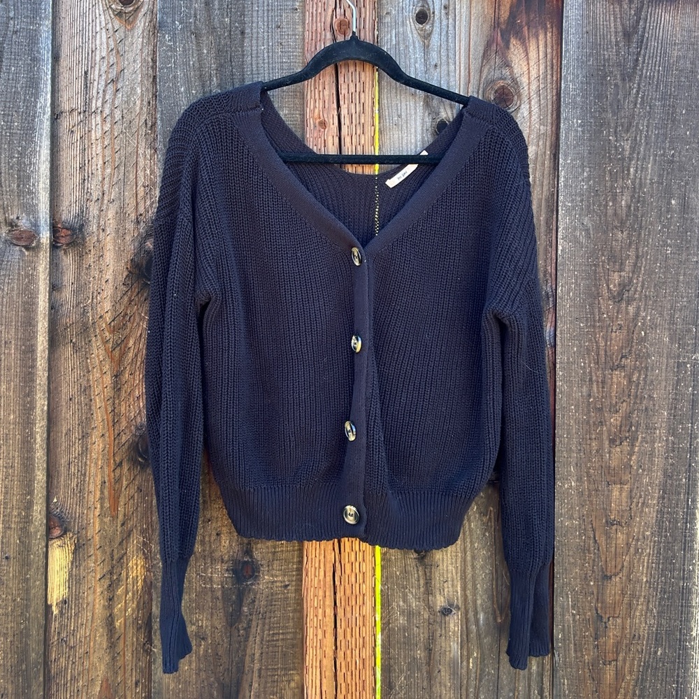 Black V neck cardigan Size L